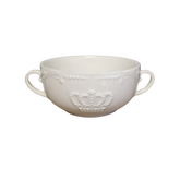 Krone suppe skål 11.2 x 5.5 cm hvid porcelæn med håndtag